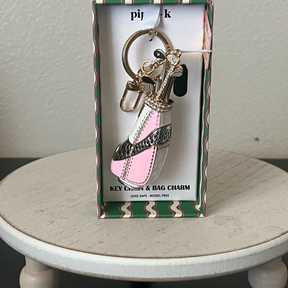 Piper K Pink & Gold with Rhinestones Key Chain and Bag Charm - Picture 2 of 4